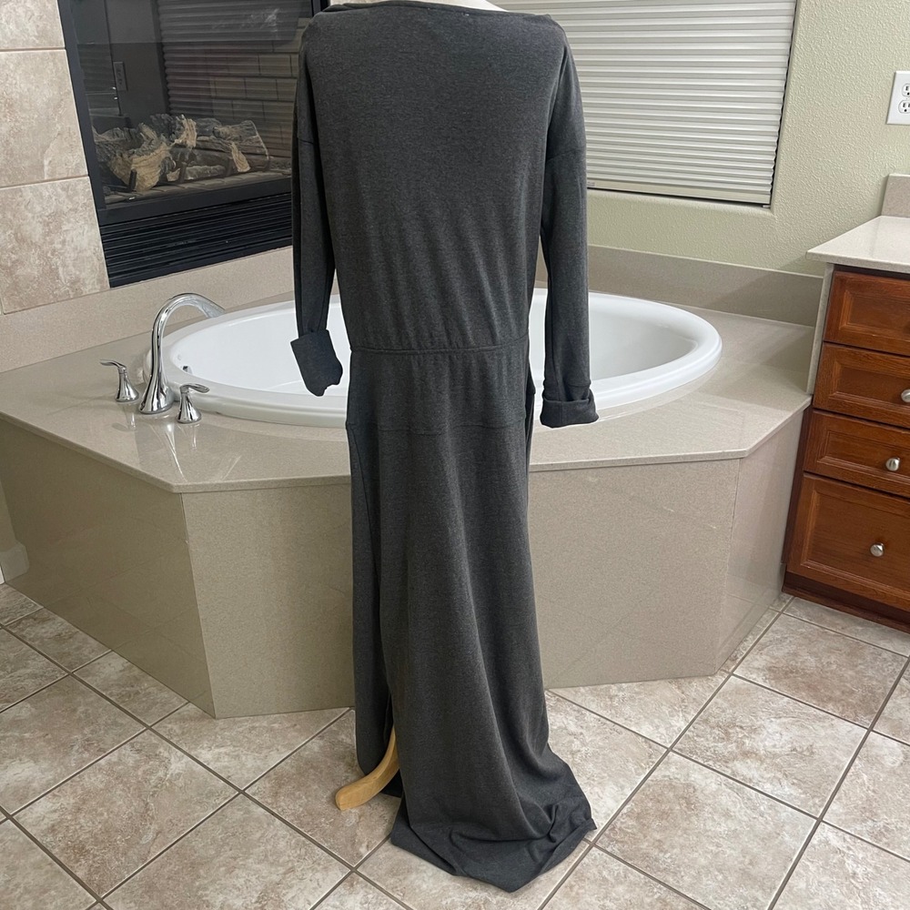 Soft Surroundings Charcoal Gray Long Sleeve Maxi Dress Men's Medium boho lady - Picture 2 of 8